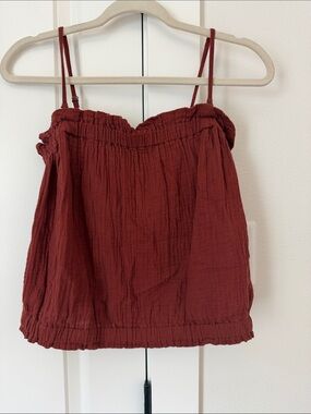 Anthropologie burnt orange Gauze Spaghetti Strap Tank